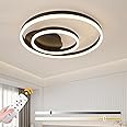 YT YATAI LIGHTING Modern LED Ceiling Light Living Room, 2-Ring Black Ceiling Light Bedroom, Acrylic Dimmable Lighting Ceiling Lamp for Living Room, Bedroom, 44W, 3000K-6000K.(18184)