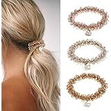 Runmi Fasce elastiche per capelli con perle e strass, per coda di cavallo, accessori per capelli per donne e ragazze (confezi