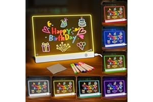 MUHOGXIO LED Notiztafel mit Farben 30x20cm, Acryl Whiteboard mit 7 Farbmodi Neon-Leuchttafel, Leuchtendes Led Zeichenbrett Für Kinder,trocken abwischbare Acryltafel,Memotafel für Büro, Café, Schule, Zuhause