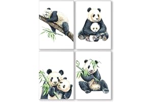 Pandawal Panda Poster 4er Set Bilder für Kinder schöne Kinderzimmer Deko Mädchen und Junge Kinderposter/Babybilder DIN A4 (T16)