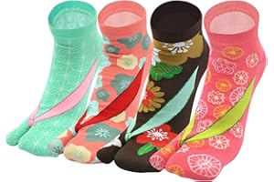 ZAKASA Chaussettes Japonaises Tabi Femme: Chaussettes Flip-Flop Sabots Tabi Socks,Coton Chaussettes 2 Orteil,Tabi Split Toe pour Flip Flop tongs Confortable et Respirante,35-41,4 paires