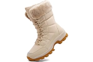 Dhinash Women's Snow Boots Waterproof Winter Boots Warm Anti-Slip Ankle Boot Fur Lined Booties Ladies Outdoor Shoes Walking Trekking Hiking Boot Black Grey Purple 4-9UK