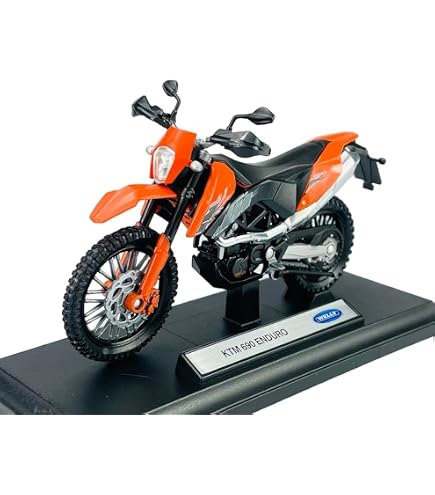 Welly KTM 690 Enduro R – Maquette 1/18 En Métal, 12 Cm, Avec Support, Blanc, Collection Neuve