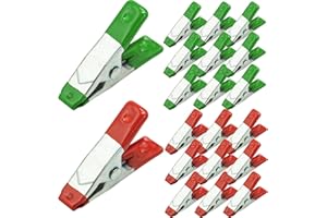 LAMXD Pinzas de resorte de metal, soporte de agarre con punta resistente recubierto de goma, abrazaderas de madera para lona, camping, herramienta de fabricación de modelos, 20 unidades (verde y rojo)