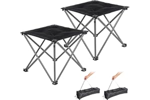 ‎FUNDANGO FUNDANGO 2er Campinghocker Faltbar Ultraleicht, Tragbarer Klapphocker Camping Hocker mit Tragetasche, Klappbarer Hocker Falthocker für Camping Wandern Angeln, Angelhocker bis 150KG belastbar, Schwarz