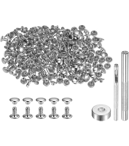 QUARKZMAN 100 Set Rivetti in Pelle, 8mm Doppio Rivetti 8mm Altezza Rivetto a Vite per Cuoio Chicago Metallo per Pelle Artigianato Riparazione Fai-da-Te Cinture Borse Scarpe,Tono Oro