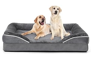 Afoddon Orthopedic Dog Bed for Extra Large dogs up to 54 kg, Thick Egg-Crate Bolster Dog Sofa Couch Bed with Removable Washable Cover and Nonskid Bottom Pet Sofa beds for Comfortable Sleep