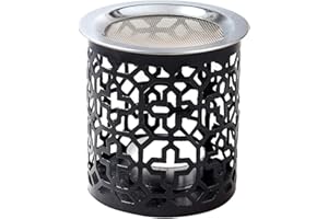 ‎MAMEMI RÄUCHERSTÖVCHEN MIT SIEB AUS Eisen SCHWARZ – Höhe 8 cm – Filigranes Muster – RÄUCHERGEFÄSS/AROMABRENNER für Teelicht (Nicht enthalten) – Handarbeit – MaMeMi Collection