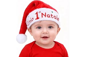 DPKOW Il Mio Primo Natale Babbo Cappello Neonato Bebè Regalo per Primo Natale Cappellino Vestito Costume Babbo Natalizio Neonato Bebè Bimba Bimbo, Morbido Peluche Confortevole, 4-12 Mesi