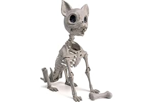 JOYIN Halloween chihuahua hundskelett i plast 32 cm plastvalpben skelett med möjliga leder för halloween inomhus utomhus skel