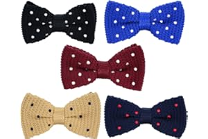 SYAYA Lot de 5 cravates pré-nouées réglables pour homme avec nœud papillon en tricot