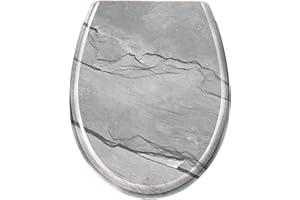 XMTECH WC Sitz Toilettendeckel Absenkautomatik mit Absenkautomatik/Softclose, Universal Größe Toilettensitz aus Hartplastik Klodeckel aus Duroplast - Marble