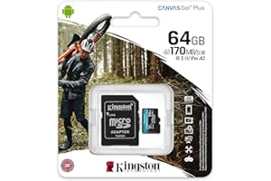 Kingston 64 GB microSDXC Canvas Go Plus 170 MB/s odczyt UHS-I, C10, U3, V30, A2/A1 karta pamięci + adapter (SDCG3/64GBCR)