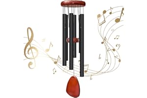 Litu Carillon éolien de 71,1 cm pour l'extérieur. Carillon éolien Profond avec 6 Tubes en Aluminium Décoration de Cour. Carillons d'extérieur pour créer Une atmosphère agréable et Offrir à Maman Un