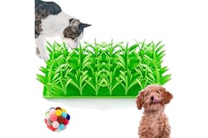 CAMIC Silicone Grass Mat for Cats, Tapis d'herbes en Silicone pour Chats, Tapis à Priser pour Chats, Tapis Herbes à Chat pour Chats d'intérieu, Tapis Nourriture pour Chat mangeoire Lente (1 Unite)