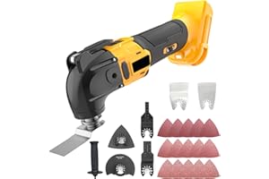RONTALY Brushless Oscillating Multi-Tool Compatible with DEWALT 20V Battery, Cordless Oscillating Multi Tools with 8000-20500RPM, 6 Variable Speeds, 3.2°Oscillation Angle, 22x Accessories(no Battery)