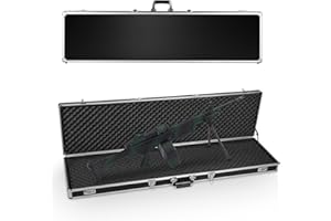 RELAX4LIFE Maletín para armas de aleación de aluminio, maletín para rifle, cerradura de combinación y candado, maletín de munición, cojín de esponja, maletín de aluminio con cerradura, maletín de