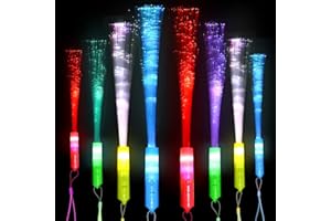 VEYLIN Fiber Optic Wand,8 Pieces Glow Fiber Wands Stick With 3 Flashing Models for Kids Birthday Wedding Party