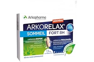 ARKOPHARMA ARKORELAX SOMMEIL FORT 8 H - Chrono Libération - 1,9mg melatonine 5 extraits de plantes 1 MOIS DE TRAITEMENT - 30 comprimés