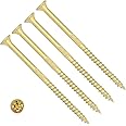 TERF High Performance Wood Screw 6.0 X 150mm Pozi Drive Flat Countersunk Double Head Screws 6.0 X 150mm For Hardest Hard Wood Fence Floorboard Hard and Softwood - Pack of 10, Zinc Yellow