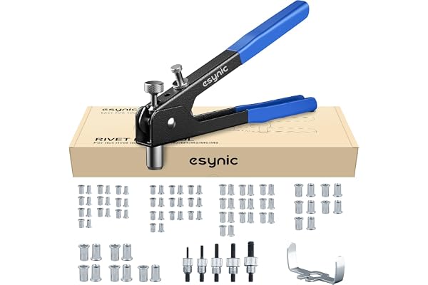 86 pcs filetée Rivet PISTOLET À ÉCROU kit de Écrou Riveteuse Rivet Nutsert Gun Outil de pince à riveter Insert fileté professionnel avec Mandrin Interchangeable M3/M4/M5/M6/M8, Bleu