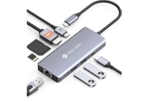 NOVOO Hub USB-C 8-in-1,Multiporta Hub con HDMI 4K@60Hz, Ethernet Gigabit, 3×USB-A 3.0, PD 100W - per Steam Deck/PC/MacBook