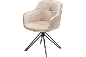 ‎INVICTA INTERIOR Invicta Interior Drehbarer Design Stuhl Euphoria Champagner Greige Samt im Retrostil mit Ziersteppung Esszimmerstuhl