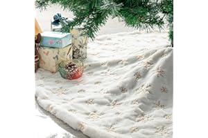 Deggodech 78cm Weihnachtsbaum Röcke Weißer Weihnachtsbaum Rock Weiß Plüsch Rund Weihnachtsbaumdecke Fell Christbaumständer Teppich für Weihnachtsfeiertag Dekorationen (Gold, 78cm/31zoll)