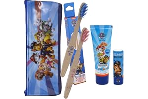 Mevsim Store Paw Patrol Set per l'igiene personale con licenza - Paw Patrol Borsa portaoggetti pratica ed elegante - Paw Patrol Spazzolino (2 pezzi) e dentifricio - Paw Patrol Balsamo labbra