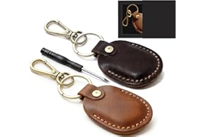TIMYCA For Airtag Keyring Holder 2 Pack-Genuine Leather Air Tag with Cross Screwdriver,Handmade Suitable for Apple Air Tags-2 Pack,Scratch-Resistant for Apple Air Tag. Holder Keyring for Airtags Case