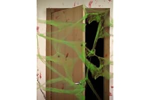 ATOSA telaraña verde con 2 arañas negras 20gr para halloween