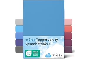 ‎ETÉREA HIMMLISCHE QUALITÄT etérea Jersey Spannbettlaken Topper 90x200cm - 100x200cm - 100% Baumwolle Matratzenschoner - Comfort Bettlaken für Boxspringbett Matratzen bis 10 cm - Topper 90x200-100x200 cm Hellblau
