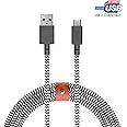 Native Union Belt Cable XL USB-C to USB-A - 10ft Ultra-Strong Charging Cable with Leather Strap Compatible withiPhone 16, Samsung Galaxy Z Fold 6, Flip 6, S24 Ultra, Pixel 9 Pro, iPad Pro (Zebra)