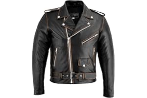 Jet Chaqueta Moto Cuero Hombre con Protecciones Vintage Clasico Iconico Retro BRANDO
