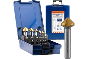 a+s Set svasatori a cono HSS-G con rivestimento TiN – 6 pezzi 90° DIN 335 C | svasatore per metallo, legno, plastica | Ø 6,3–20,5 mm | in custodia ABS