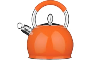 Premier Housewares 0505125 Bouilloire Sifflant Acier Inoxydable Orange 3 L