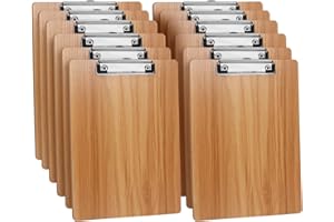 DONGLI (Paquete de 12) A4 Portapapeles en Madera con Pinza, Clipboards con Agujero Colgante,Tablero de escritura para Aulas, Oficinas, Restaurantes