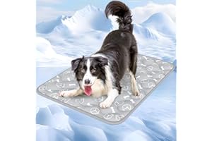 Rywell Kühlmatte für Hunde - Upgarde Entfärbung Verdicken Waschbar selbstkühlend Kälte 70×90cm Hundematte - rutschfest Weich Wasserabsorbierend Geruchlos Sommer Hundedecke für Hunde Katzen - L - Grau