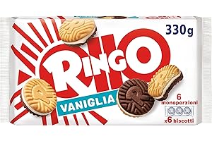 Pavesi Snack Ringo Vaniglia Formato Famiglia, Biscotti Farciti con Crema alla Vaniglia, Snack Dolce per Merenda o Pausa Studio, Confezione da 330 g