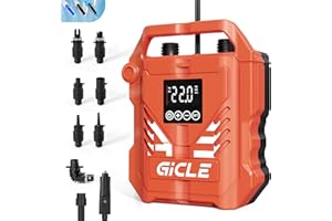 GICLE SUP Pumpe Elektrisch, 22PSI High Pressure Air Bootspumpe, DC12V Car Connection, Leicht und Tragbar, Auto-Off, 7 Düse Ge