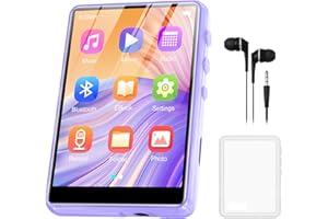 ZAQE Lettore MP3 Bluetooth 5.3, lettore MP3 sportivo da 64 GB, schermo a colori TFT da 2,4 pollici con radio FM, altoparlante, registrazione di linea, suono ad alta fedeltà, supporto 128 GB (viola)