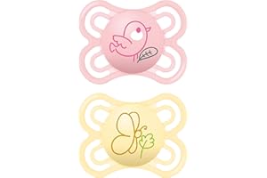 MAM Perfect smoczek, dla zdrowego rozwoju zębów i szczęki, dla niemowląt, wykonany z ekologicznych i odnawialnych materiałów, z pudełkiem na smoczek, 0-6 miesięcy, ptak/motyl, 2 szt