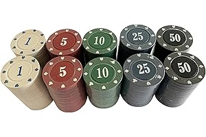 Lot de 200 jetons de casino numérotés pour roulette de poker - Motifs adaptés - 40 x 5 couleurs