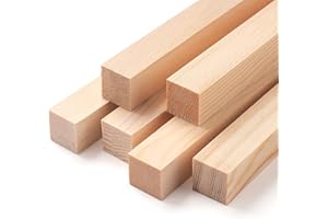 COOWAYZE Quadratisch Holzstäbchen Holzstäbe zum Basteln, 6 Stück 2,5 x 2,5 cm-30,5 cm Lang Eckig Holzleisten, Natürliche Unbehandelter Holz Stab Kantholz Holz Stange für Holzbasteleien, Kunst und DIY Projekte