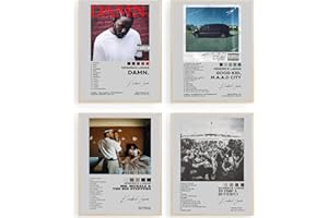 GLRSSN, Set di 6 poster con stampa HD da 20,3 x 25,4 cm, motivo copertine degli album di Kendrick Lamar, una decorazione da parete per soggiorno, camera da letto, aula di musica
