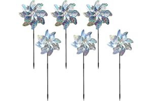 PLIPDHY 6 Pezzi Girandole Riflettenti Scaccia Uccelli – Mulini a Vento Repellenti per Piccioni, Corvi e Uccelli, Anti Uccelli per Balcone, Giardino, Orto, Frutteto, Tetto
