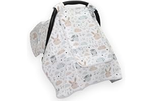 OLO BABY Baby and Toddler Car Seat Canopy, Infant Car Seat Sun Shade (Owl & Bunny)