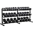 Equipped Gym - Hex Weights Dumbbells Set 2.5-50kg Pairs Options With Horizontal 3 Tier Rack Stand. Cast Iron Gym Weights Equipment For Home And Commercial Use For Both Men And Women