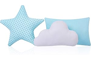Amilian 3 Pack Wohnzimmer Deko Kissen Sofa Kissen Stern, Wolke, Zierkissen, Sternkissen Baby Dekokissen mit Füllung für Schlafzimmer Jungen Deko Kinderzimmer Mädchen Kuschelkissen Kinder