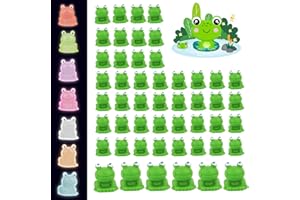 YiJiuBa 57 sztuk mini żabek dekoracyjnych, małe żabki, zestaw dekoracyjny z 7 świecącymi żabkami i 50 normalnymi żabkami, mini żabki do ogrodu, domku dla lalek
